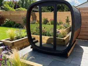 Mirrored Glass Panoramic Outdoor Sauna 160cm – Fully Assembled